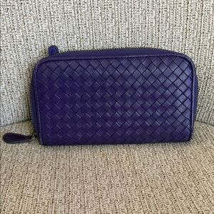 Chic Purple Woven Leather Wallet
